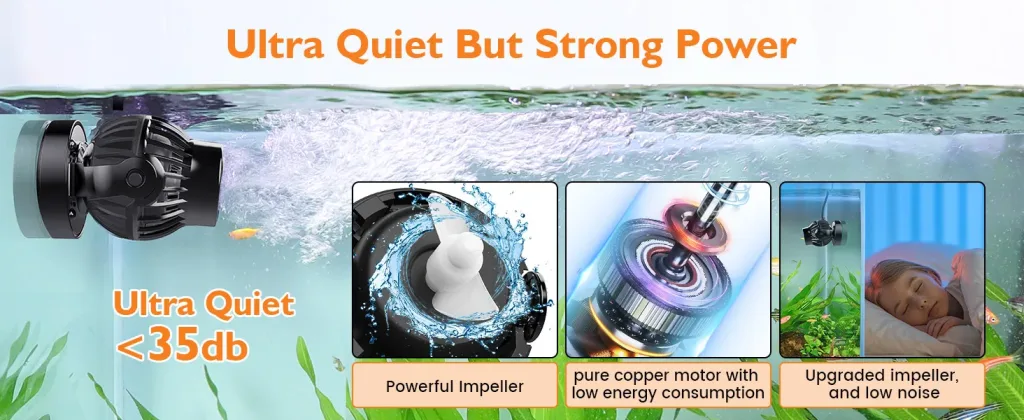 Ultra quiet aquarium pump with