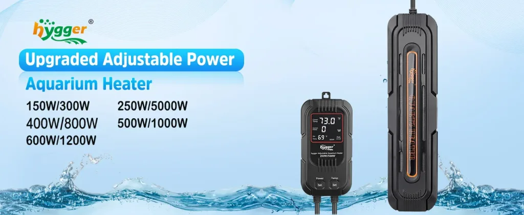 Hygger Upgraded Adjustable Power Aquarium Heater with digital display and multiple power options for fish tank temperature co