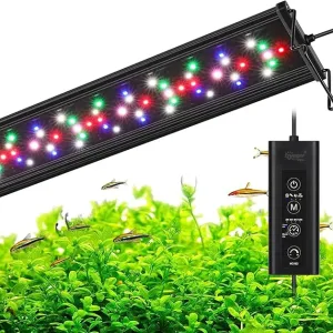 Hygger LED aquarium light with colorful RGB bulbs and control panel for vibrant fish tank setup