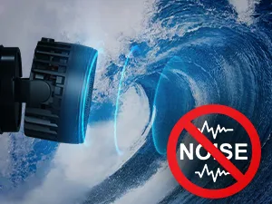 Hygger aquarium with silent water flow and noise reduction symbol
