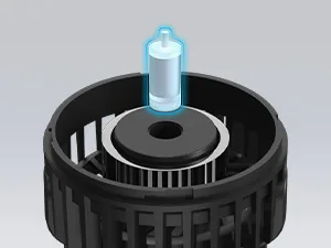 Hygger aquarium filter component with blue highlighted cylindrical part, showing internal structure for aquarium maintenance
