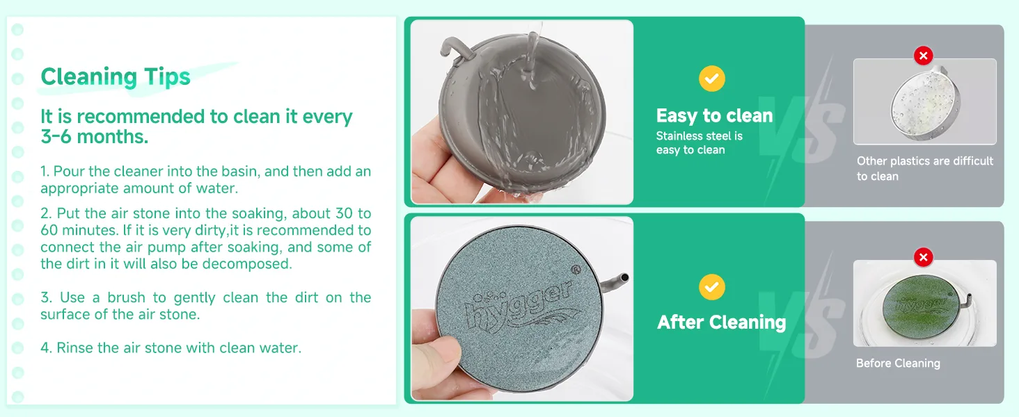 Hygger aquarium air stone cleaning guide: easy maintenance with stainless steel, step-by-step instructions for cleaning and m