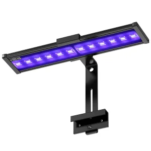 Hygger LED aquarium light fixture with purple LED array for fish tank illumination, adjustable mounting bracket