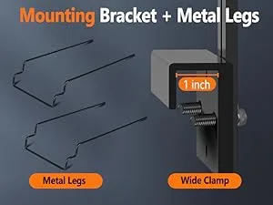 Hygger aquarium mounting bracket with metal legs and wide clamp, 1 inch spacing for secure installation
