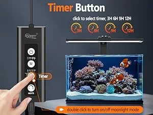 Hygger aquarium timer button control with 3H 6H 12H settings for automatic lighting and double click to switch modes