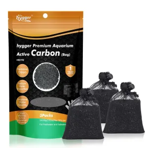 hygger Premium Aquarium Active Carbon 3Packs for water purification, removing odors and impurities, 1-year warranty