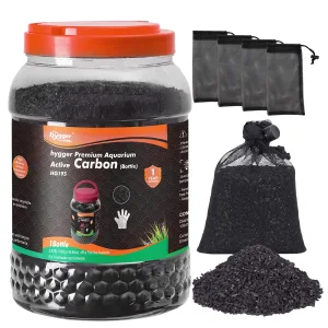 Hygger Premium Aquarium Active Carbon (Bottle) with 4pcs Fish Net Bags for Freshwater and Saltwater Tanks