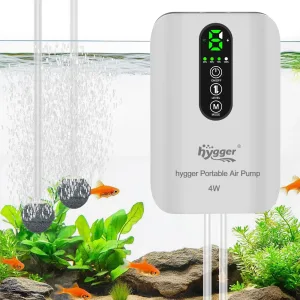 hygger portable air pump for aquarium with adjustable settings and bubbles