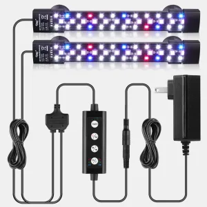 Hygger aquarium LED light bar with timer control, RGB color options, and power adapter for fish tank decoration