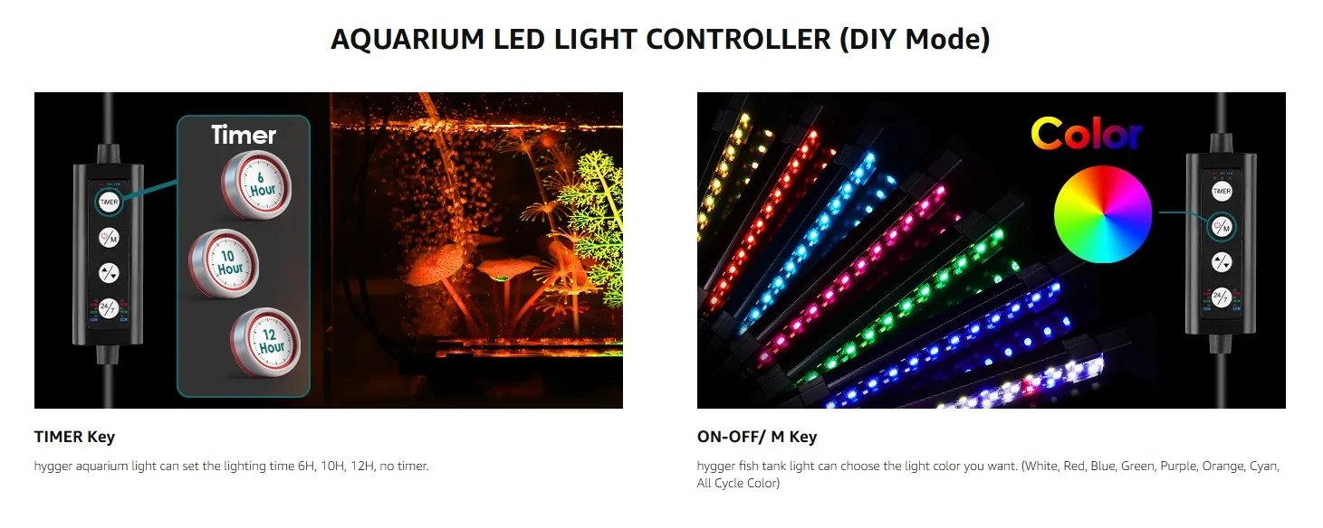 Hygger Aquarium LED Light Controller DIY Mode with Timer and Color Settings for Fish Tank Lighting