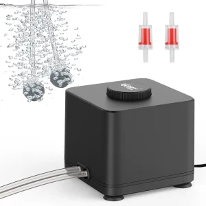 Hygger aquarium air pump with adjustable flow rate and bubble stones for water circulation and oxygenation in fish tanks