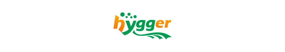Hygger Aquarium logo with colorful text and wave design on light background