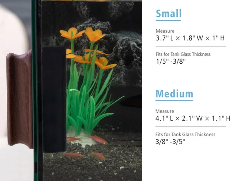 Hygger aquarium plant decoration with orange flowers and green leaves, small size for fish tank, fits 1/5"-3/8" glass thickne