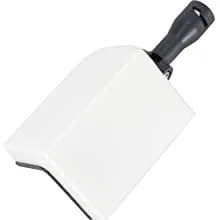 A white aquarium scraper with a black handle, designed for cleaning glass tanks.