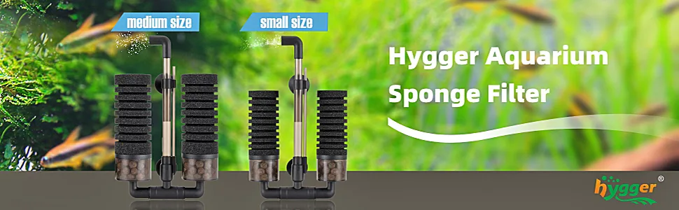 Hygger Aquarium Sponge Filter - Medium and Small Sizes for Water Filtration