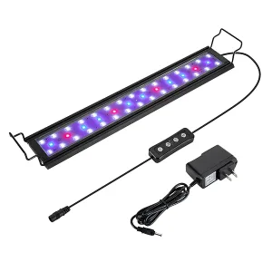 Hygger LED aquarium light bar with color-changing LEDs, remote control, and power adapter for fish tank lighting
