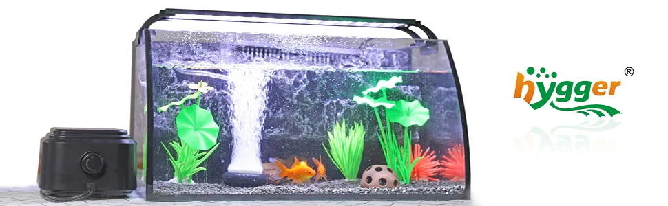 Hygger aquarium with vibrant fish, plants, and waterfall feature for home decoration