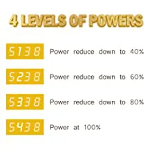 Hygger Aquarium Power Levels: 5138 (40%), 5238 (60%), 5338 (80%), 5438 (100%)