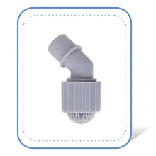 Gray PVC elbow fitting with threaded connector for aquarium plumbing, shown in 3D rendering