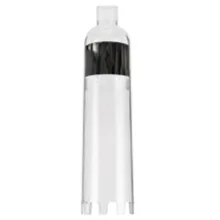 Clear glass aquarium filter with black band and base, designed for water purification in fish tanks