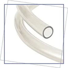 Close-up of a white flexible PVC aquarium tubing with a circular cutout, used for water circulation in fish tanks.