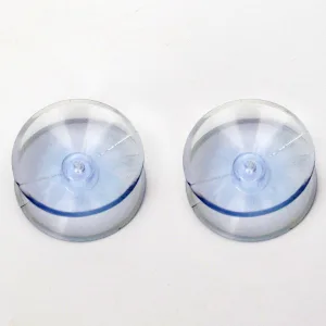 Two clear acrylic aquarium floatation devices with blue accents for stable tank positioning