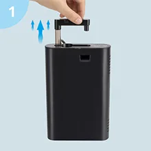 Step 1: Insert the hygger aquarium air pump handle for efficient oxygenation. Blue arrows show upward airflow.