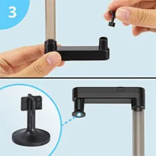 Step 3: Attach the black mounting bracket to the pole and secure the camera mount with the included screw for aquarium monito