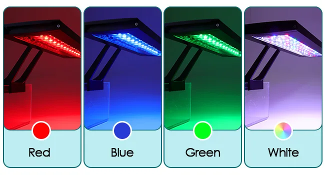 Hygger LED aquarium lights in red, blue, green, and white colors for fish tank decoration and plant growth