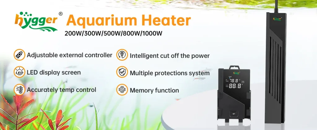 Hygger Aquarium Heater with adjustable controller, LED display, and multiple protections for 200W-1000W aquarium heating