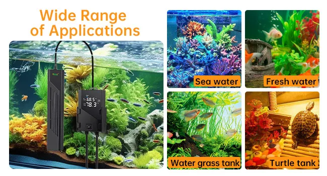 Hygger aquarium controller for sea water, fresh water, water grass tank, and turtle tank with wide range of applications