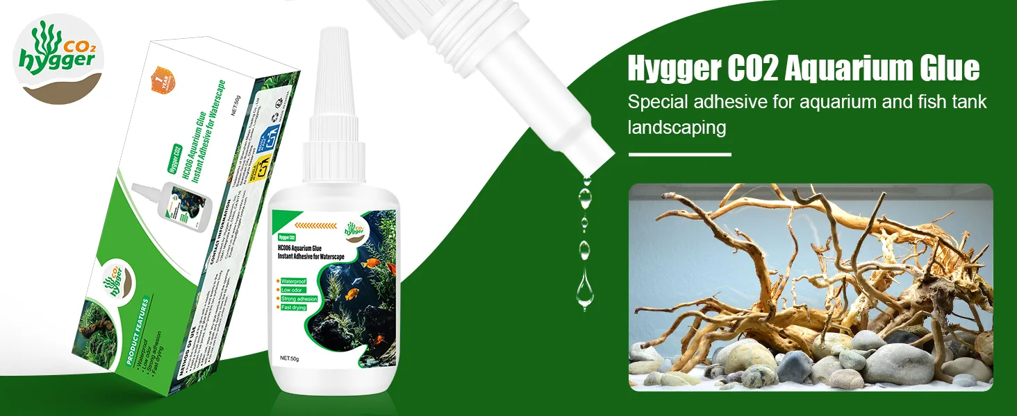 Hygger CO2 Aquarium Glue - Special adhesive for aquarium and fish tank landscaping with waterproof and fast-drying properties