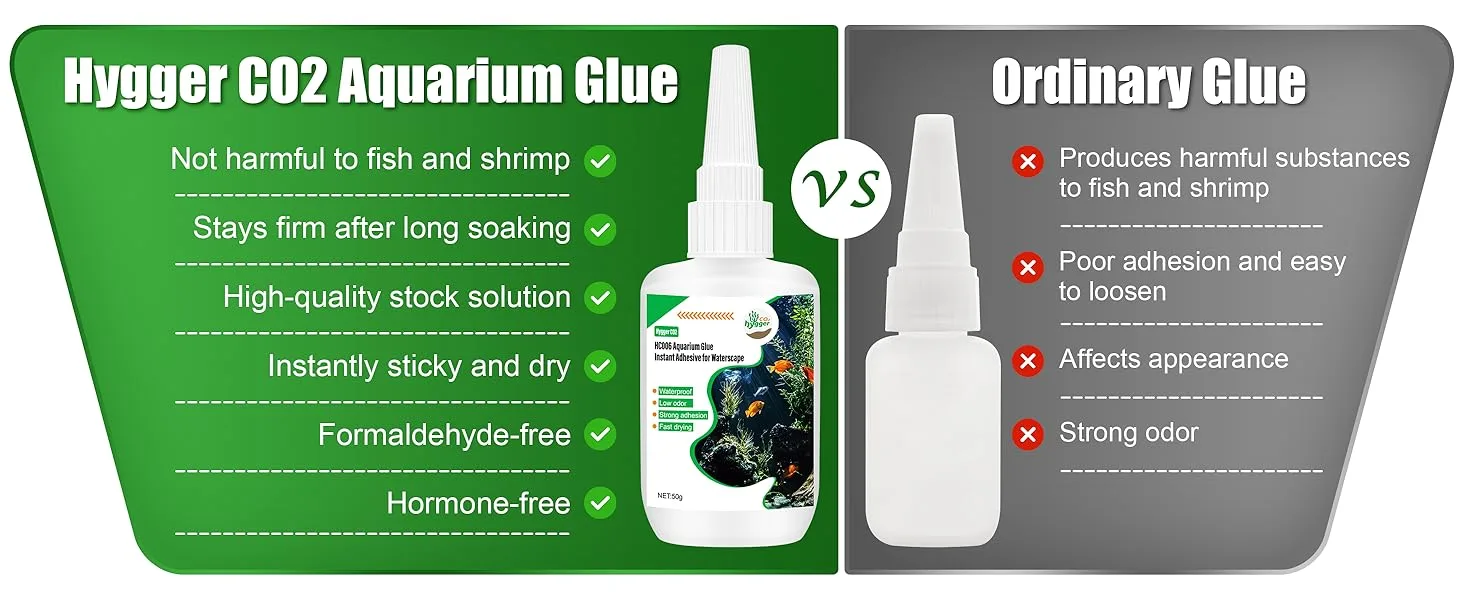 Hygger CO2 Aquarium Glue vs Ordinary Glue: Safe, strong, formaldehyde-free adhesive for aquariums