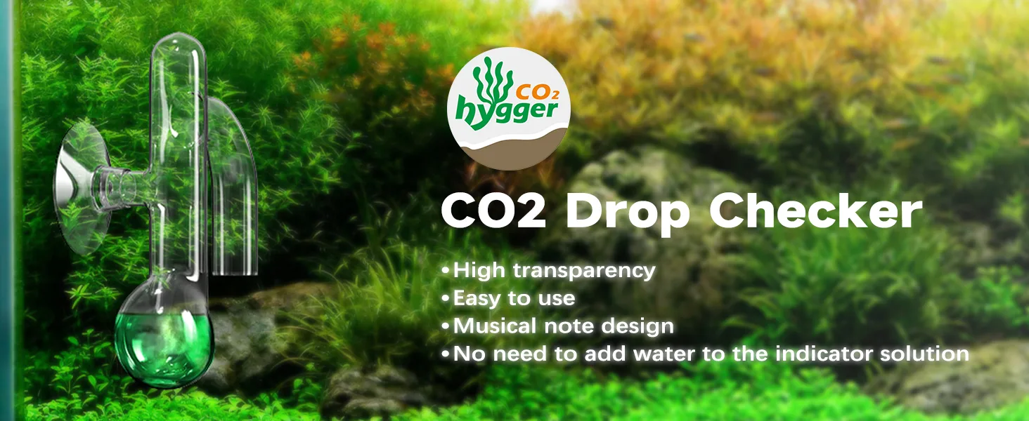 Hygger CO2 Drop Checker for aquariums with high transparency, musical note design, and no water needed in indicator solution
