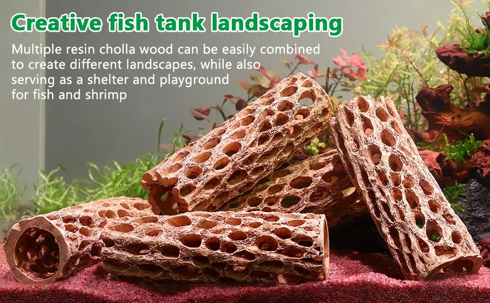Resin cholla wood aquarium decor for creative fish tank landscaping, shelter and playground for fish and shrimp