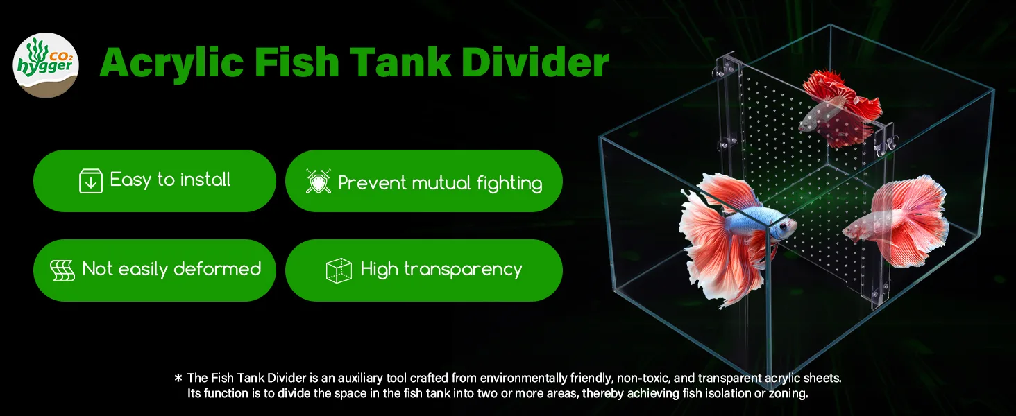 Acrylic Fish Tank Divider for Betta Fish - Prevent Fighting, Easy Install, Transparent