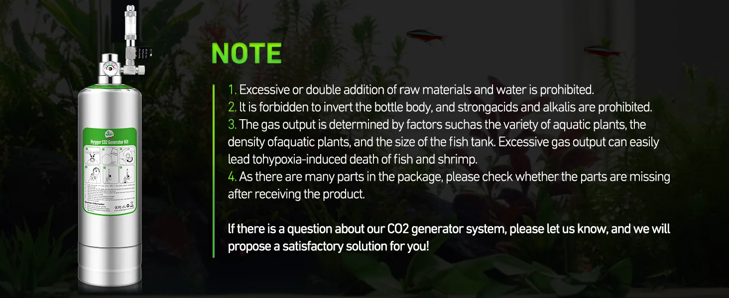 Hygger CO2 Generator Kit for aquariums with safety instructions and tank setup guide