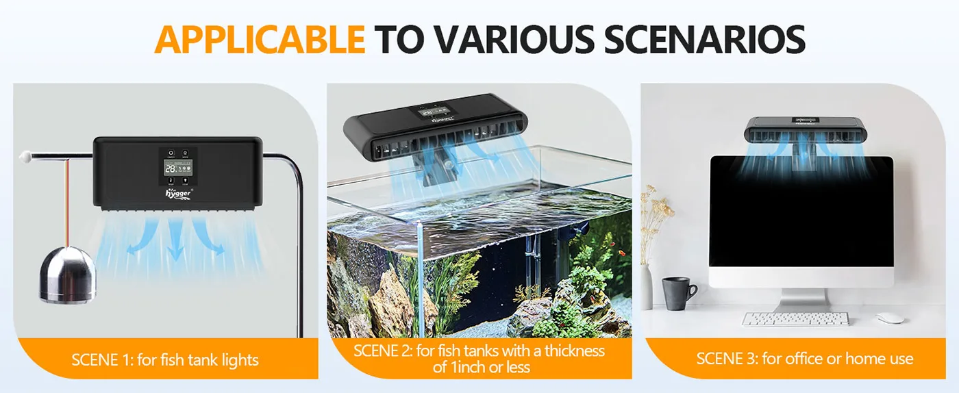 Hygger aquarium device for fish tank lights, thin tanks, and office/home use with airflow visualization