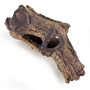 Natural driftwood skull-shaped aquarium decoration for fish tank, rustic brown texture, organic design