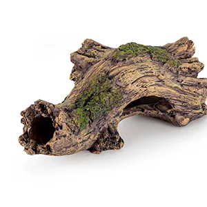 Natural driftwood piece with moss for aquarium decoration, ideal for fish tank landscaping and creating natural habitats.