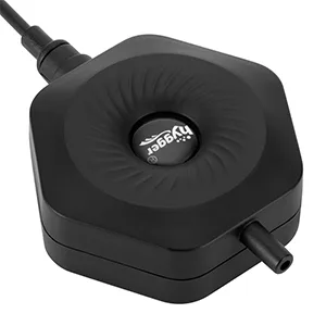 Hygger aquarium air pump with black hexagonal design and power cord, ideal for fish tank oxygenation