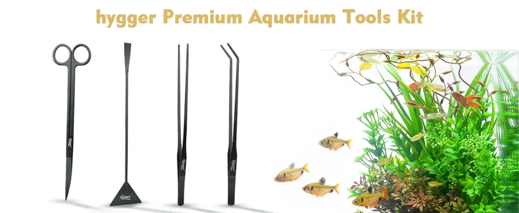 hygger Premium Aquarium Tools Kit with scissors, spatula, tweezers, and aquarium tools for fish care