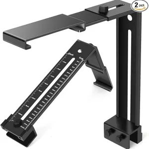 Black adjustable aquarium water level gauge with dual scale (inch/cm) for precise tank maintenance