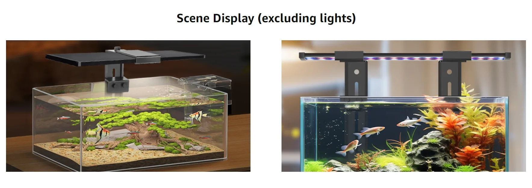 Hygger aquarium setup with LED lighting and natural decor for fish tanks