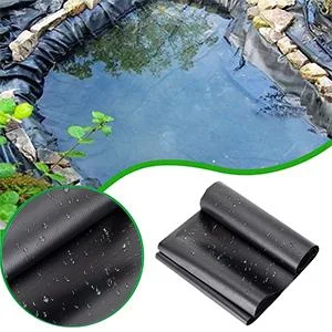Black waterproof pond liner with water droplets, ideal for garden ponds and aquariums
