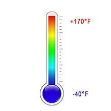 Hygger aquarium thermometer showing temperature range from -40°F to +170°F with color gradient scale