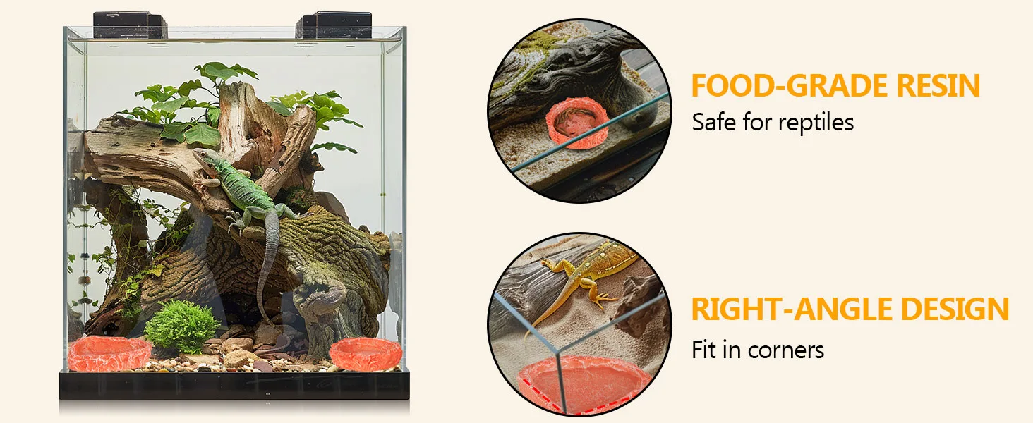 Hygger reptile terrarium with food-grade resin decorations and right-angle design for corner placement