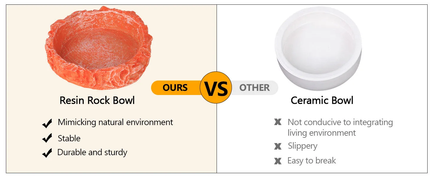 Resin Rock Bowl vs Ceramic Bowl: Mimicking natural environment, stable, durable, non-slip, and less breakable for aquariums