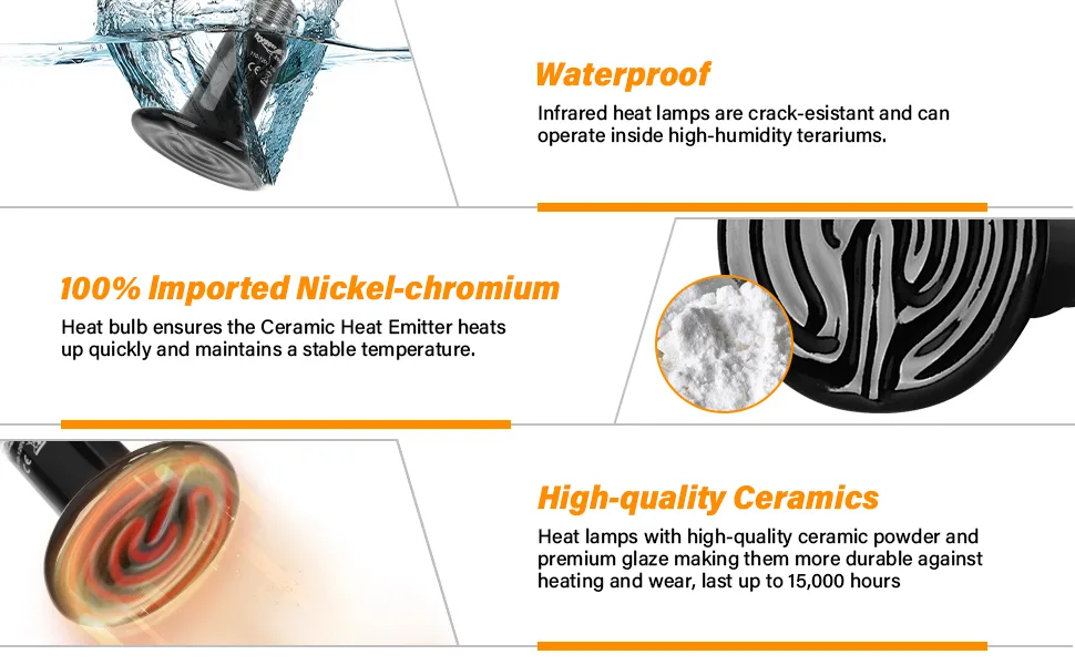 Hygger aquarium infrared heat lamp with waterproof design, 100% imported nickel-chromium heating element, and high-quality ce
