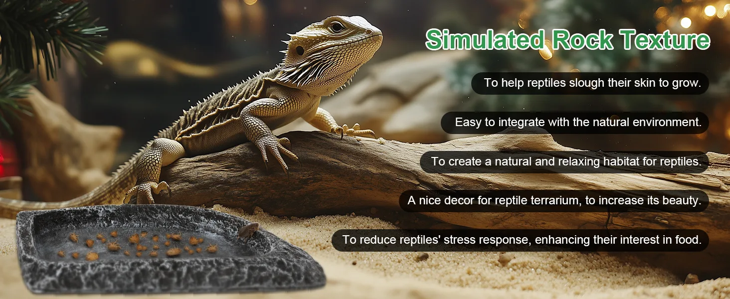 Simulated rock texture for reptile terrariums, enhancing natural habitat and reducing stress.